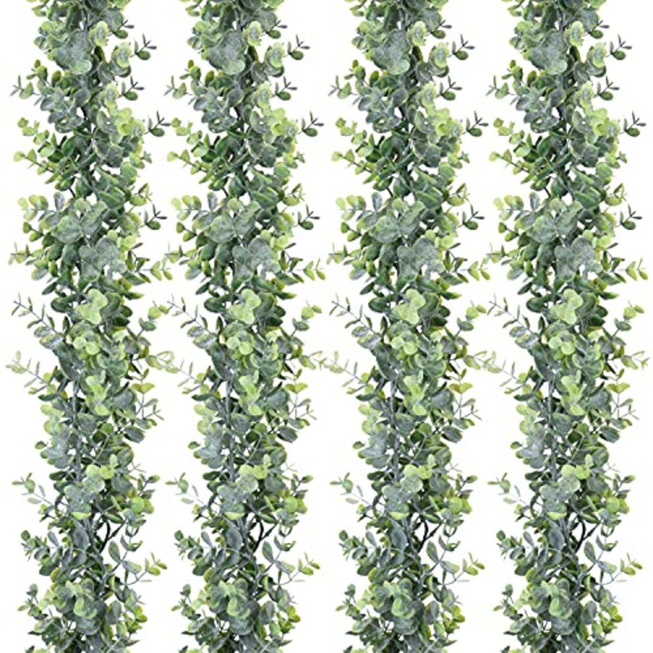 DearHouse 4 Pack Faux Eucalyptus Garland Plant, Artificial Vines Hanging Eucalyptus Leaves Greenery Garland for Wedding Backdrop Arch Wall Decor, 6 Feet/pcs UV Protected Indoor Outdoor
